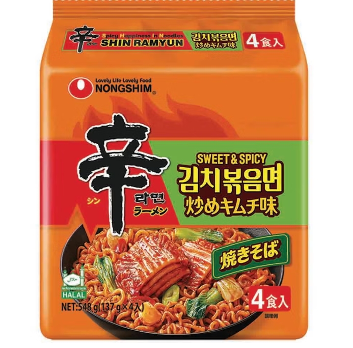 農心辛ﾗｰﾒﾝ炒めｷﾑﾁ137g　4個